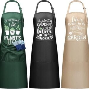 3 Pack Garden Aprons for Women with Pockets Waterproof Adjustable Gardening Aprons with Fun Text Garden Gift for Gardener Plant Lover Mother's Day Gift