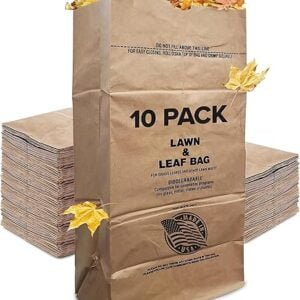 30 Gallon Kraft Lawn and Leaf Bags (10 Pack) Eco-Friendly Heavy Duty Large Paper Trash Bags, Made in the USA Tear Resistant Yard Waste Bags for Grass Clippings, Wet and Dry...