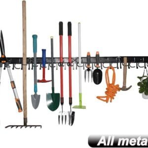 68" All Metal Garden Tool Organizer,Adjustable Garage Wall Organizers and Storage,Heavy Duty Wall Mount Holder with Hooks for Broom,Rake,Mop,Shovel(4 Pack)