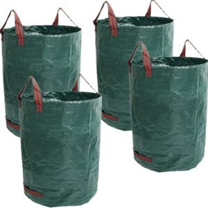 80 Gallons Reusable Garden Waste Bags - 4 Pack Reusable Lawn Bags (H33, D26 inches) Garden Bag Landscaping Bags Yard Bags Heavy Duty | Yard Waste Container Leaf Bags for...