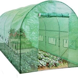 Best Choice Products 15x7x7ft Walk-in Greenhouse Tunnel, Garden Accessory Tent for Backyard, Home Gardening w/ 8 Roll-Up Windows, Zippered Door