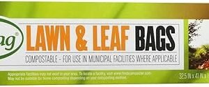 BioBag USA 100% Certified Compostable Lawn & Leaf Yard Waste Bags, 33 Gallon, Large Capacity and Weather Resistant, 60 Count