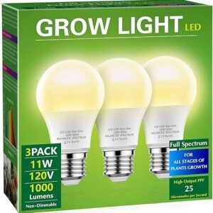 Briignite Grow Light Bulbs, LED Grow Light Bulb A19 Bulb, Full Spectrum Grow Light Bulb, Plant Light Bulbs E26 Base, 11W Grow Bulb 100W Equivalent, Grow Light for Indoor Plants,...