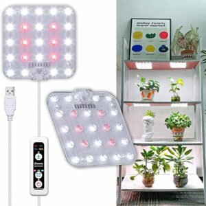 DOMMIA Grow Light, Dimmable Grow Light for Indoor Plants Full Spectrum with Optical Lens, Sunlike Under Cabinet Grow Light with 6/12/16H Timer, USB LED Plant Light for Indoor...