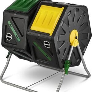 Dual Chamber Compost Tumbler – Easy-Turn, Fast-Working System – All-Season, Heavy-Duty, High Volume Composter with 2 Sliding Doors - (2 – 18.5gallon /70 Liter)