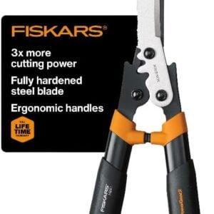 Fiskars 23-Inch Hedge Shears, Bush Trimmer with PowerGear2 Design That Provides 3X More Power on Every Cut, SoftGrip handles with Shock-Absorbing Bumpers