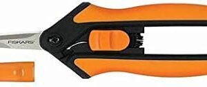 Fiskars Softouch Micro-Tip Pruning Snip, Non-Coated Blades, Orange/Black (399240-1003)