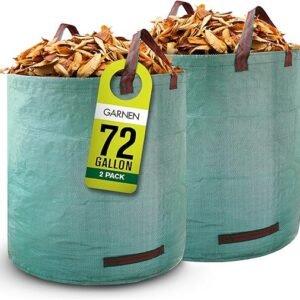 Fosmon Garnen 72 Gallon Garden Waste Bags (2 Pack), Heavy Duty Reusable/Collapsible Leaf Basket Bags with 4 Reinforced Handles for Lawn Yard Pool Plant Trash Trimming Gardening...