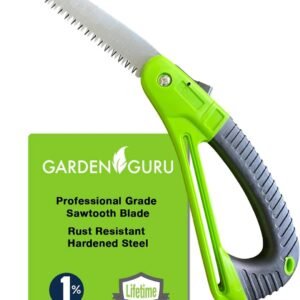 Garden Guru Folding Pruner Saw with Ergonomic Handle & Safety Lock – Non Slip – Rust Resistant Hardened Steel – Professional Grade Sawtooth Blade – for Pruning Trimming Camping...