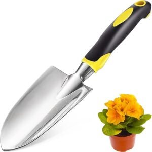 Garden Shovel, Trowel Garden Tool, Stainless Steel Heavy Duty Trowel, Soft Rubberized Non-Slip Ergonomic Handle, Hand Shovels for Digging, Planting, Transplanting, Weeding-...