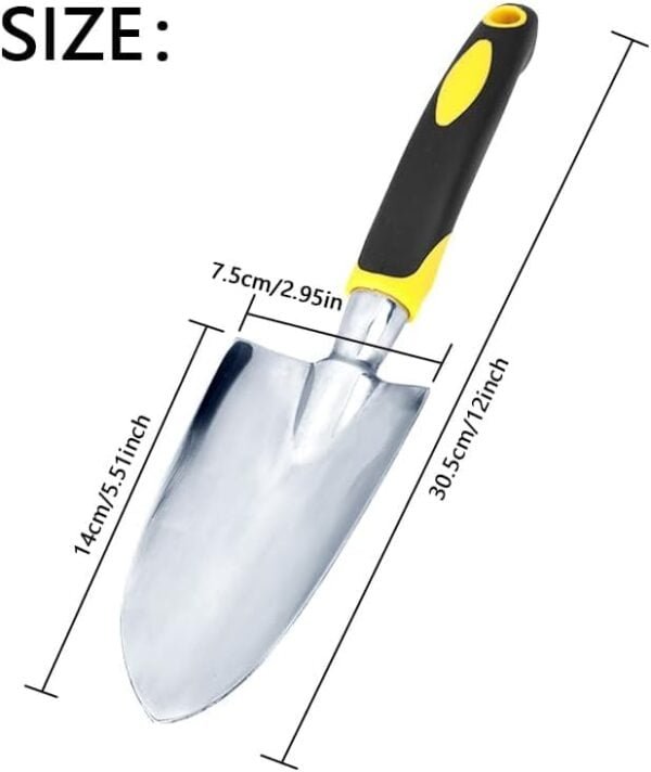 Garden Trowel & Hand Wide Shovel Pointed with Soft Rubberized Non-Slip Ergonomic Handle for Planting, Transplanting, Weeding, Moving and Smoothing Soil - Gardening Gift (Yellow)