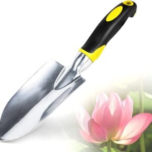 Garden Trowel & Hand Wide Shovel Pointed with Soft Rubberized Non-Slip Ergonomic Handle for Planting, Transplanting, Weeding, Moving and Smoothing Soil - Gardening Gift (Yellow)