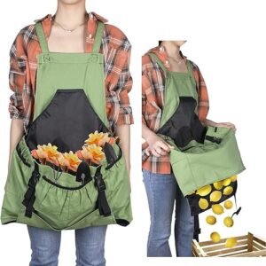 Gardening Apron, Garden Apron with Quick Release Pockets for Harvesting Gardening, Water Resistant Apron for Men&Women