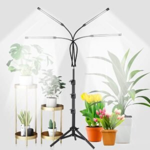 GHodec Grow Light with Stand, 5500K Full Spectrum Gooseneck Floor Plant Light for Indoor Plants Growing,5 Dimmable Levels & Auto On/Off Timer,Tripod Stand Plant Lamp Height...