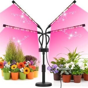 Grow Lights for Indoor Plants, Four Head LED Grow Light with Full Spectrum, Red White Spectrum for Indoor Plant Growing Lamp, Adjustable Gooseneck, Suitable for Plant(Four-Head...