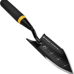 Heavy-Duty Trowel Garden Tool, Stainless Steel Serrated Hand Shovel for Effortless Digging, Weed Control, and Precise Bulb Planting