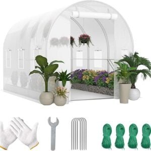 Kaen Walk-in Greenhouse 10 x 7 x 7FT Tunnel Greenhouse, Durable Outdoor Green House Plant Nursery with Durable Anti-Tear PE Cover, Convenient Zipper Doors, and Ventilating Mesh...