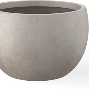 Kante 11.8" Dia Round Concrete Planter, Outdoor/Indoor Large Bowl Plant Pots with Drainage Hole and Rubber Plug for Garden Patio Balcony Home, Weathered Concrete