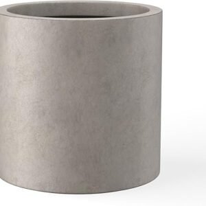 Kante 12.6" Dia Round Concrete Planter, Modern Style Large Cylindrical Plant Pot with Drainage Hole and Rubber Plug for Indoor Outdoor Patio, Weathered Concrete