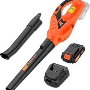 Leaf Blower Cordless,21V Handheld Electric Leaf Blower with 2.0Ah Battery and Charger, 2 Speed Mode, Lightweight Battery Powered Leaf Blower for Lawn Care, Patio, Yard, Sidewalk