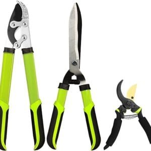 Loppers Hedge Clippers Garden Shears, 3PCS Yard Tools Combo Set Tree, Shrub & Bush Care Kit for Lawn Garden, Branch Cutter with Compound Action Tree Trimmer & Trimming Borders...