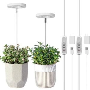 LORDEM Grow Light, Full Spectrum LED Plant Light for Indoor Plants, Height Adjustable Growing Lamp with Auto On/Off Timer 4/8/12H, 4 Dimmable Brightness, Ideal for Small Plants,...