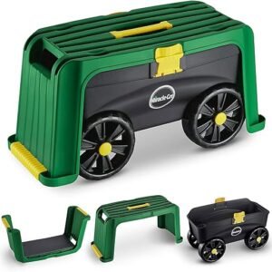 Miracle-Gro 4-in-1 Garden Stool – Multi-Use Garden Scooter with Seat – Rolling Cart with Storage Bin– Padded Kneeler and Tool storage - Accessible Gardening for All Ages + FREE...