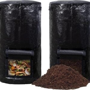 MyLifeUNIT Compost Bins Outdoor, Composting Bin for Outside Garden, Reusable Garden Yard Waste Bag, 34 Gallon (2 Pack, Black)