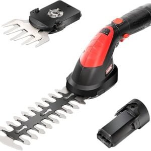 MZK 7.2V Cordless Grass Shear & Hedge Trimmer - 2-in-1 Electric Shrub Trimmer/Handheld Hedge Cutter/Grass Trimmer/Hedge Clipper with Removable Battery and Charger