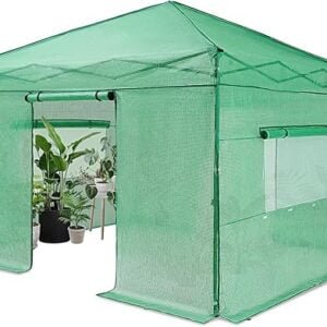 OUTFINE 10'x10' Portable Heavy Duty Walk-in Greenhouse Instant Pop-up Greenhouse Indoor Outdoor Plant Gardening House Canopy, Green