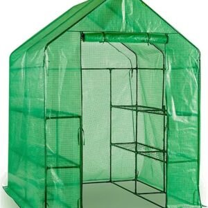 Panana Greenhouse Grow Green House 4'8" x4'8" Walk in Plastic Plant with 3 Tiers 12 Shelves Plant with PE Cloth Cover Garden Warm House 56x56x77inch (GSGH13)