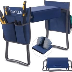 Patented Garden Kneeler and Seat Heavy Duty, Upgraded Garden Bench with Thicker Wider Soft Detachable Kneeling Pad, with 2 Tool Store Pouches, Nice for Mother Father Gardeners