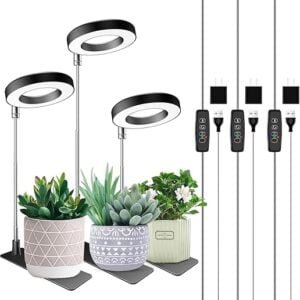 Plant Grow Light, 48 LEDs Full Spectrum Grow Light for Indoor Plants, Height Adjustable Small Halo Light with Base, 3 Optional Spectrums, Auto Timer 3/9/12Hrs, 10 Brightness, 3...