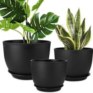 Plant Pots 12 10 9 Inch Set of 3, Flower Pots with Multi Mesh Drainage Holes, Large Planters for Indoor Outdoor Garden Plants and Flowers