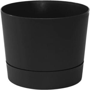 Root & Vessel Majestic Mid-Century Modern Low Profile Cylinder Pot, Matte Black, 8.5"