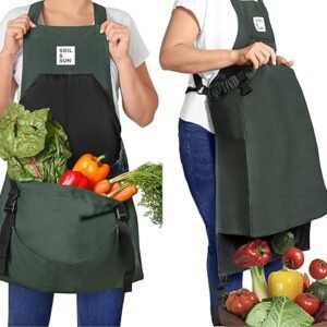 Soil & Sun Gardening Apron with Pockets and Harvesting Pouch - Durable Canvas Design for Men and Women - Convenient Tool Storage and Effortless Harvesting