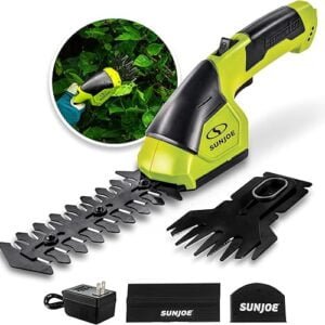 Sun Joe HJ604C Cordless Grass Shear + Shrubber Handheld Trimmer, (w/ Battery + Charger Included), Green, 7.2V