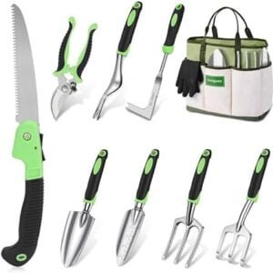 sungwoo Garden Tool Set 10 Piece, Heavy Duty and Lightweight Aluminium Alloy Tools with Ergonomic Handle, Sturdy Storage Tote Bag, Gardening Hand Tools, Gardening Gift for Women...