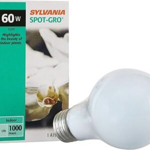 SYLVANIA Incandescent Spot-Gro 60W Grow Light Bulb, A19, Dimmable, 705 Lumens, Frosted, 2850K, Soft White - 1 Pack (12280)