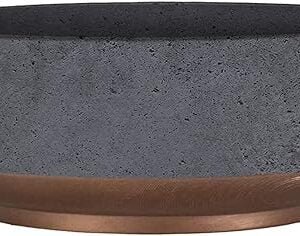 The HC Companies 8 Inch Round Capri Succulent Pot - Decorative Indoor Plastic Planter with Drainage, Faux Concrete with Copper Colored Base