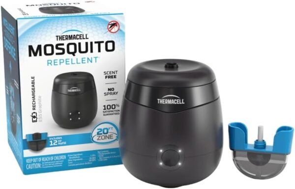 Thermacell Mosquito Repellent E-Series Rechargeable Repeller; Patio Shield 20’ Mosquito Protection Zone; includes 12-Hr Repellent Refill; No Flame or Scent; Bug Spray and Bug...