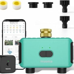 WiFi Water Timer, Smart Sprinkler Timer for Garden Hose Faucet, Programmable Watering Irrigation 2 Outlet Timer with Brass Swivel, APP Control Garden System for Lawns and Yard...